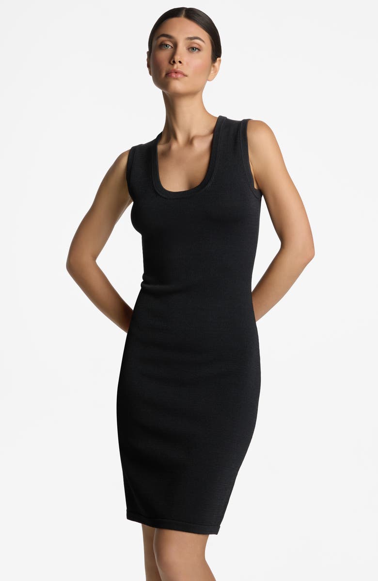 ST. JOHN Santiago Knit Scoop Neck Sleeveless Dress, Alternate, color, Black