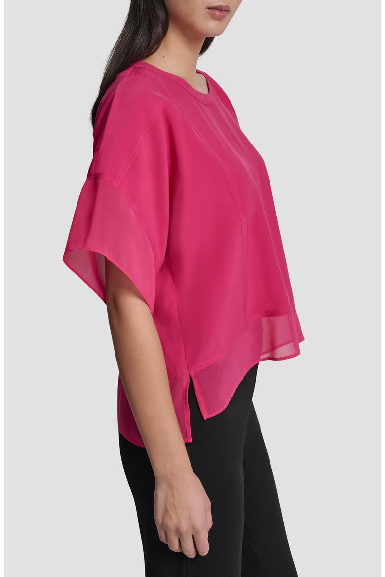 Mixed Media Dolman Sleeve Top, Alternate, color, HOT PINK