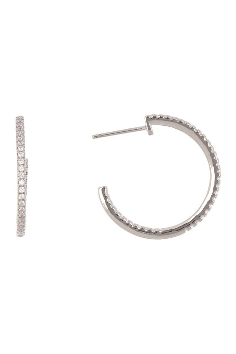 20mm Pave CZ Hoop Earrings, Main, color, CLEAR- SILVER