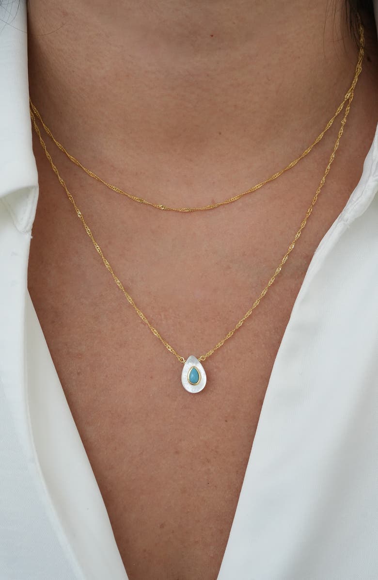 Argento Vivo Sterling Silver Layered Mother-of-Pearl & Turquoise Pendant Necklace, Alternate, color, 