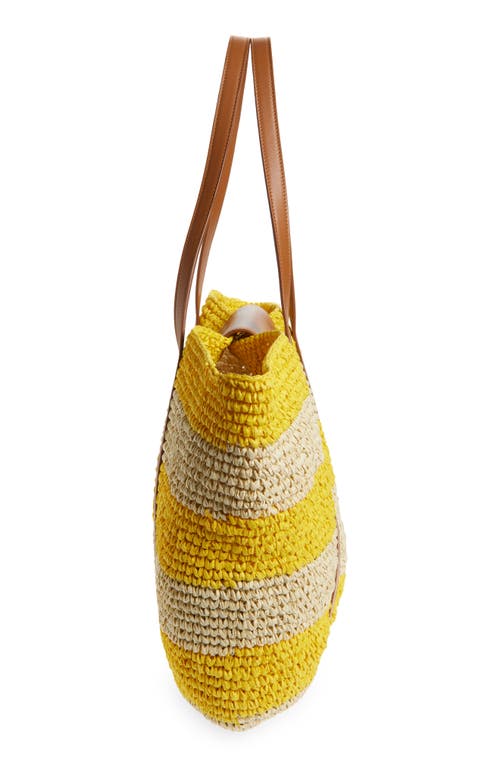 Marni Trunkaroo Small Leather-trimmed Striped Raffia Tote