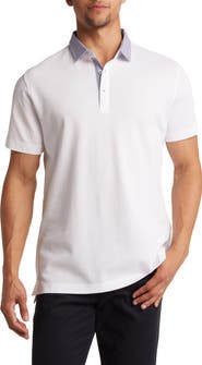 Lorenzo Uomo Trim Fit Stripe Collar Short Sleeve Polo