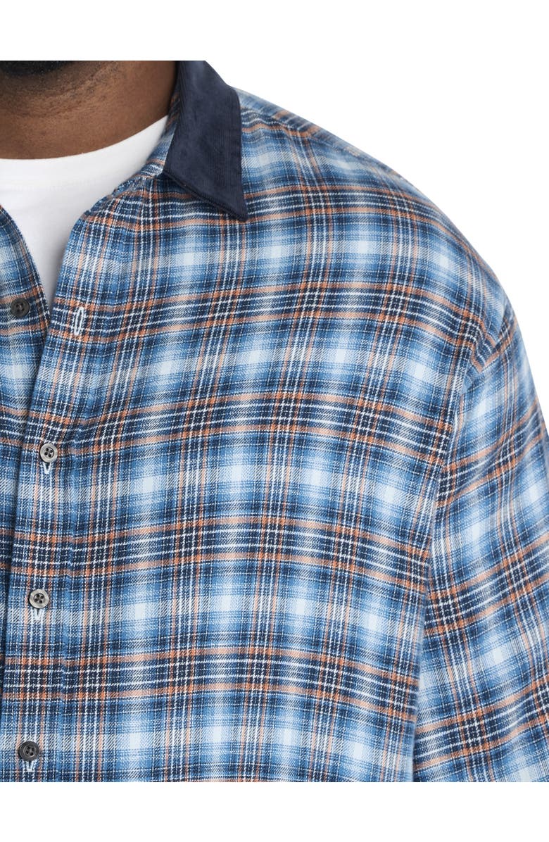 True Nation by DXL Big & Tall Corduroy Collar Flannel Shirt, Alternate, color, Multi