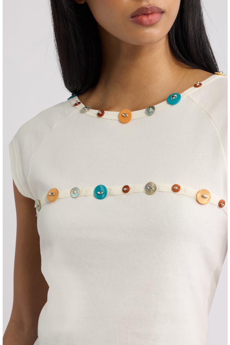 Button Trim Top, Alternate, color, CREAM