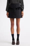 PLAN C Floral Embellished Pocket Stretch Wool Miniskirt