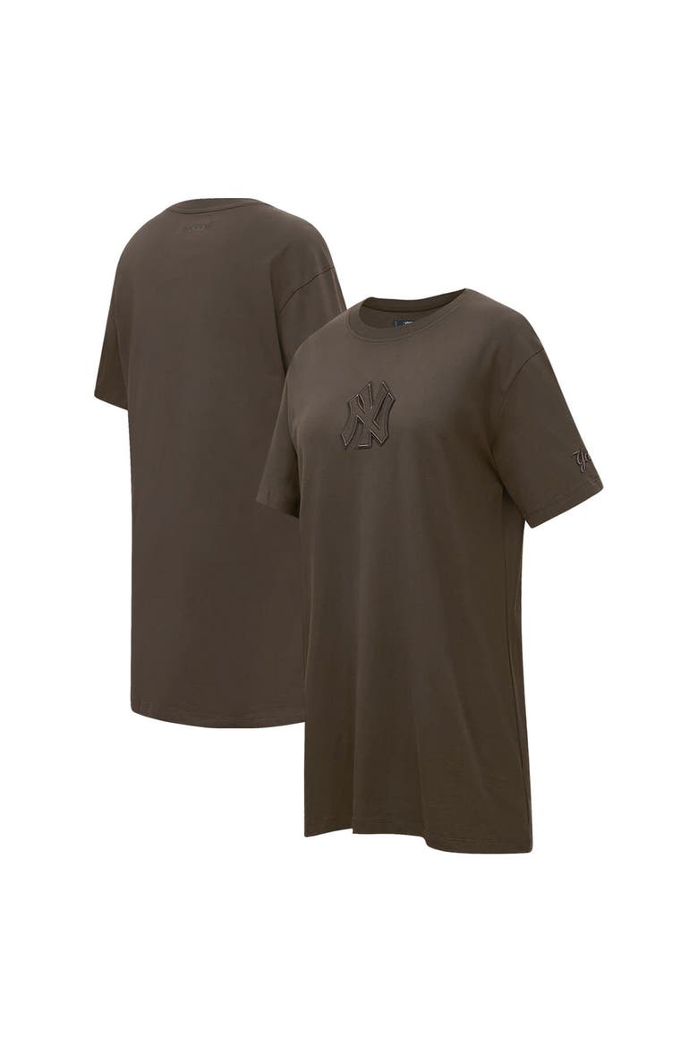 Women's Pro Standard Brown New York Yankees Neutral T-Shirt Dress, Main, color, Brown