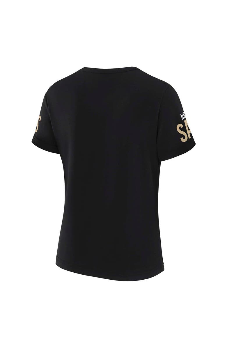 WEAR by Erin Andrews Women's WEAR by Erin Andrews x Gracie Hunt Black New Orleans Saints Draft Me Lace-Up T-Shirt, Alternate, color, 