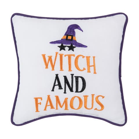 Witch And Famous Halloween Small/Petite Accent Pillow, 10" x 10"