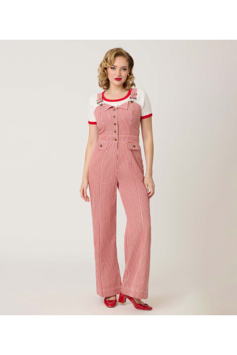Wide Leg Dungarees, Main, color, Red & White Stripe