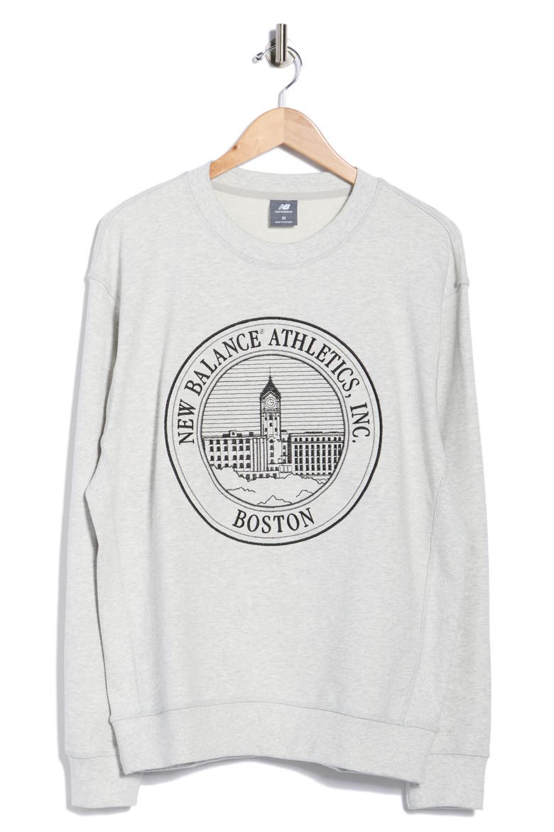 Crest Crewneck Sweatshirt, Alternate, color, ASH HEATHER