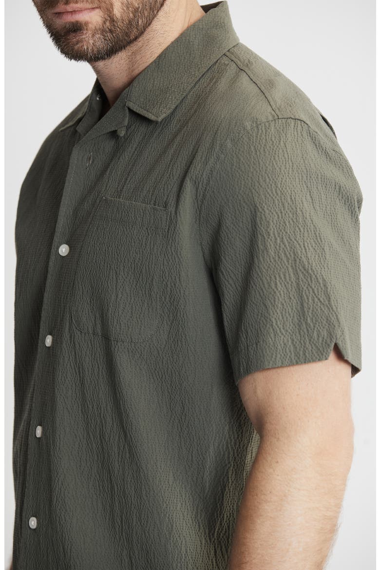 Suffolk Seersucker Camp Shirt, Alternate, color, OLIVE
