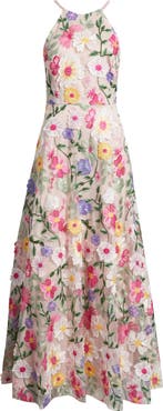 Eliza J Embroidered Sleeveless Gown