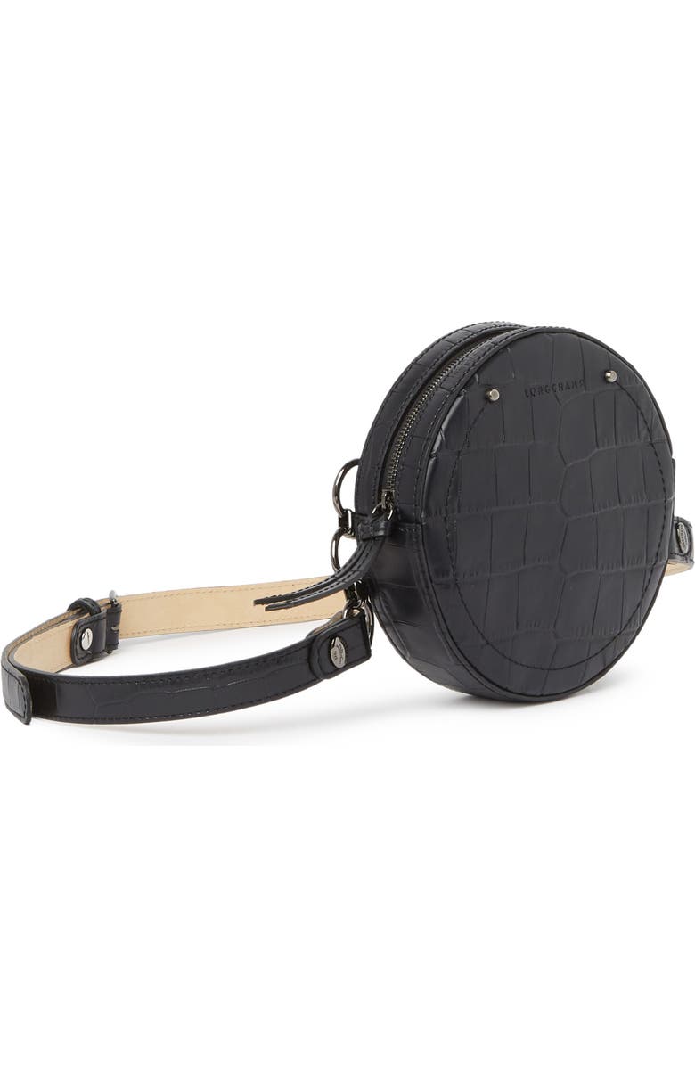 Longchamp Croc Embossed Circle Belt Bag, Alternate, color, Black