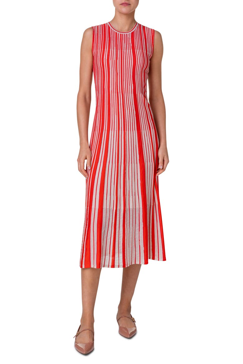 Asago Stripe Silk & Wool Blend Midi Sweater Dress, Main, color, POPPY-SAND