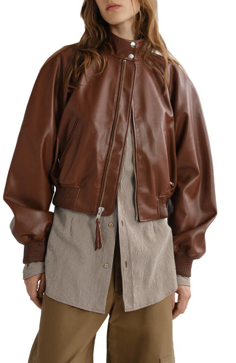Nova Faux Leather Bomber Jacket