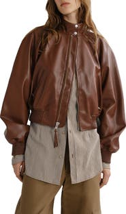 AGOLDE Nova Faux Leather Bomber Jacket