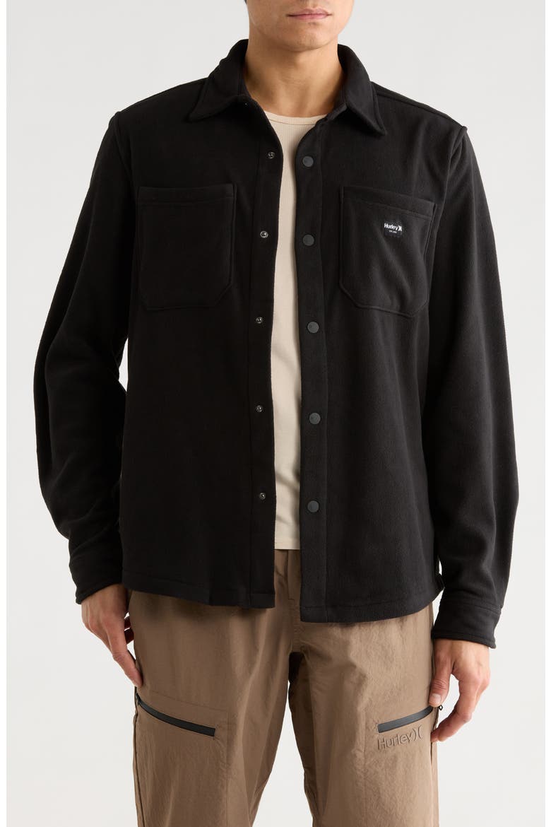 Polar Fleece Overshirt, Main, color, BLACK