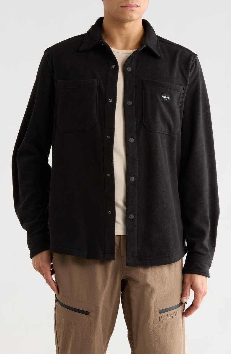Hurley Polar Fleece Overshirt, Main, color, Black