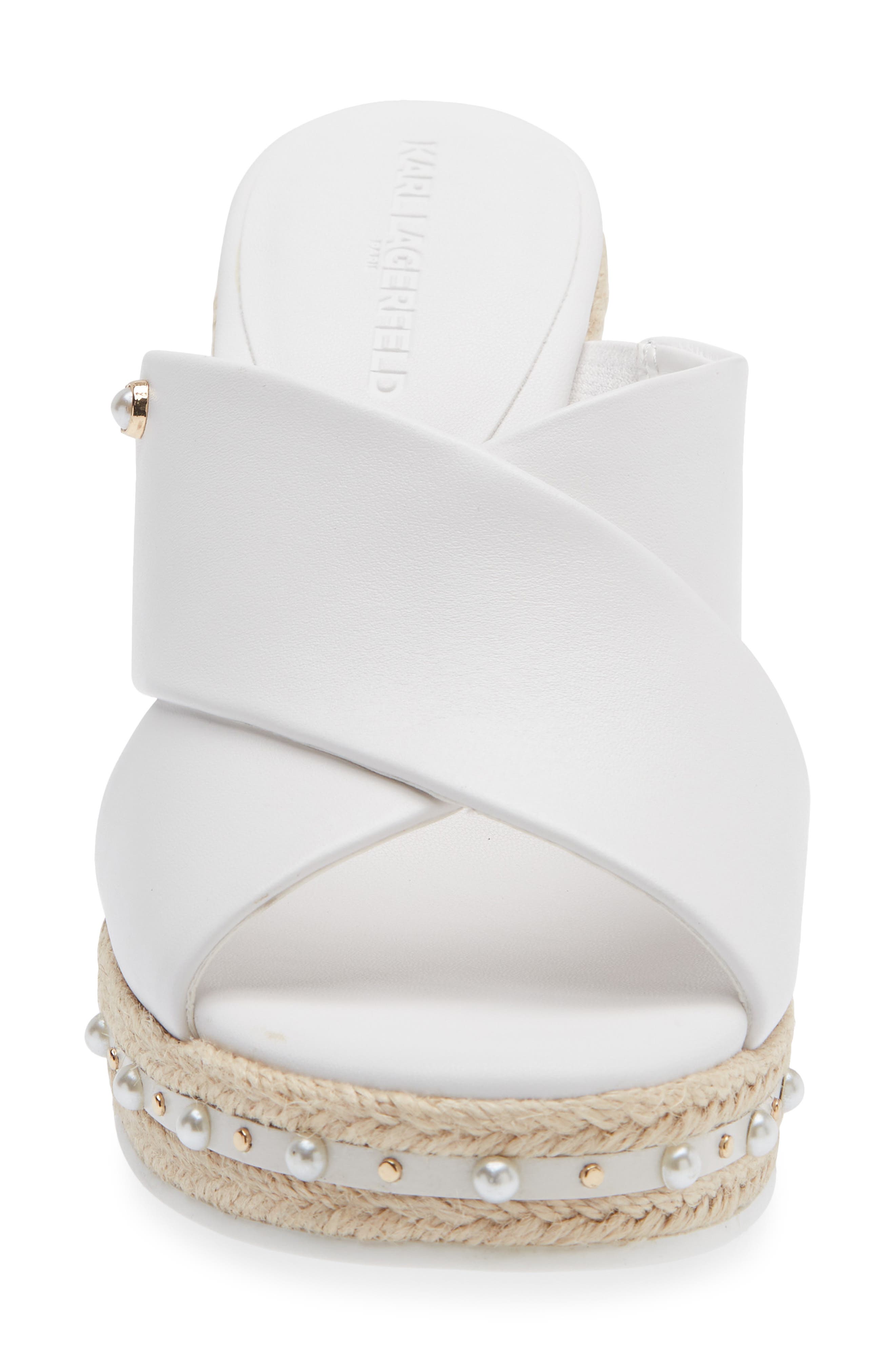 KARL LAGERFELD PARIS Cellyn Wedge Espadrille Sandal, Alternate, color, Bright White