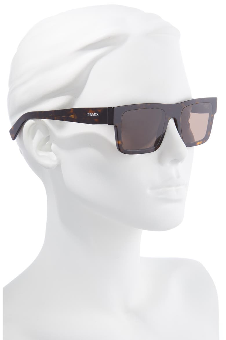 52mm Rectangular Sunglasses, Alternate, color, TORTOISE/ DARK BROWN