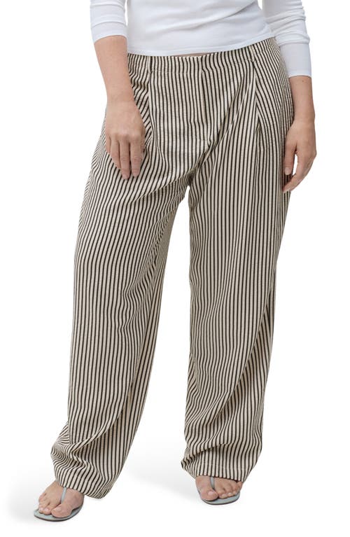 Mango Stripe Textured Straight Leg Pants