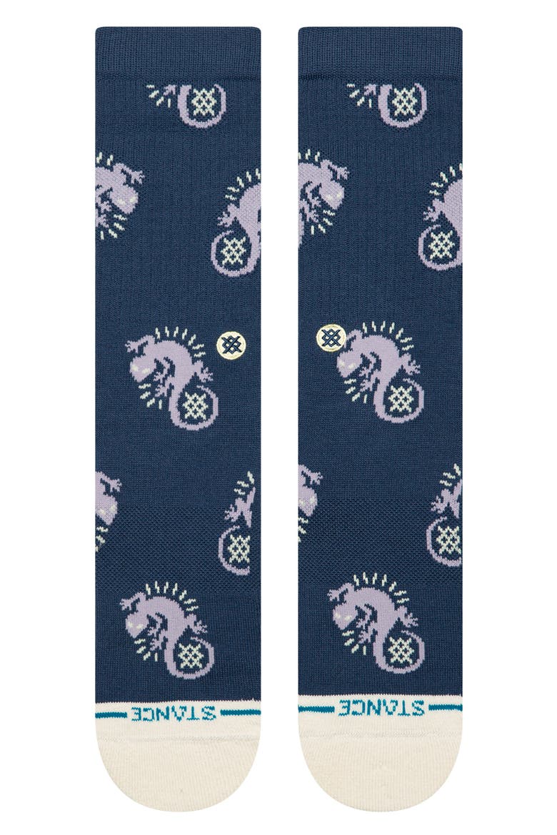 Gecko Combed Cotton Blend Crew Socks, Alternate, color, PURPLE