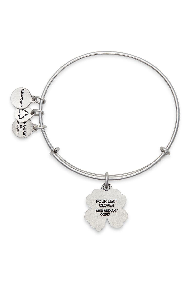 Four-Leaf Clover Adjustable Wire Bangle, Alternate, color, RUSSIAN SILVER