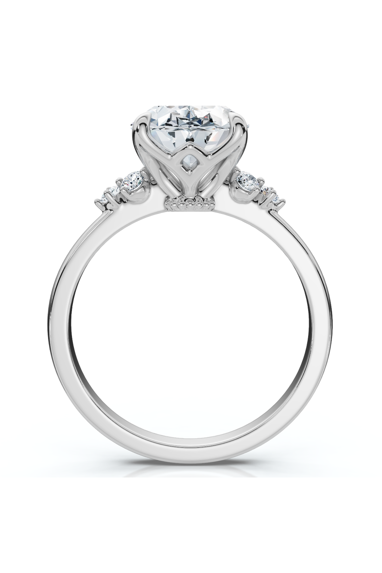 3 1/10Ct Oval Carlie Diamond Engagement Ring 14k Gold or Platinum Lab Grown, Alternate, color, 14k White Gold