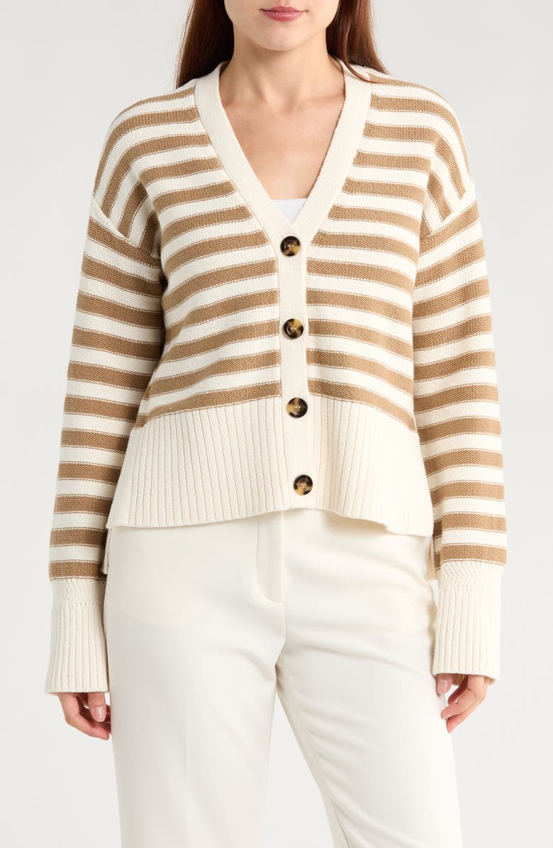 Veronica Beard Saylor Stripe Cotton Cardigan, Main, color,
