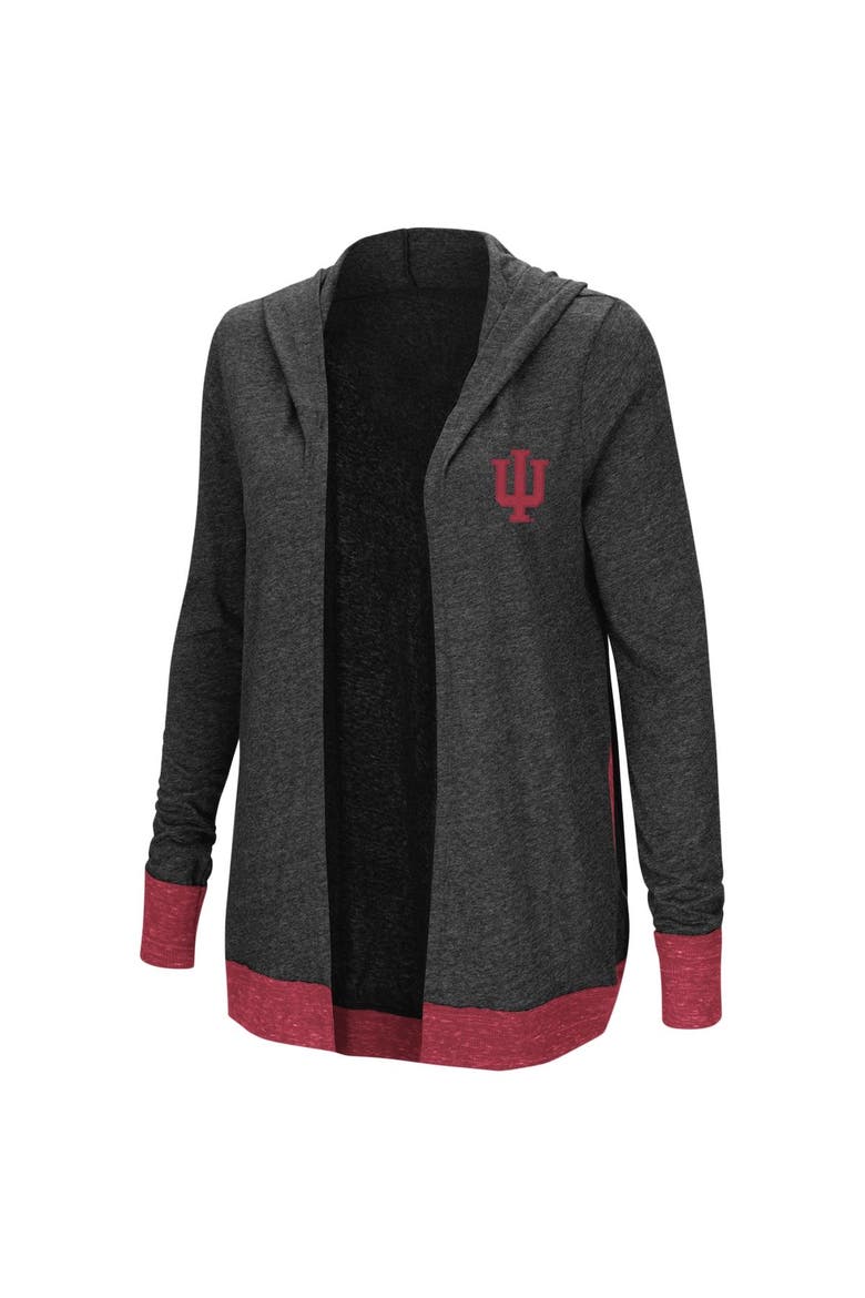Women's Colosseum Charcoal Indiana Hoosiers Plus Size Steeplechase Open Hooded Tri-Blend Cardigan, Alternate, color, Charcoal
