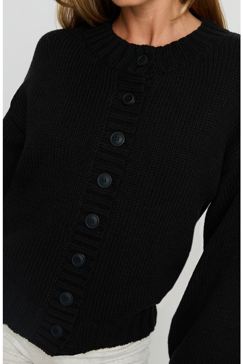 Edern Cotton Blend Cardigan, Alternate, color, BLACK
