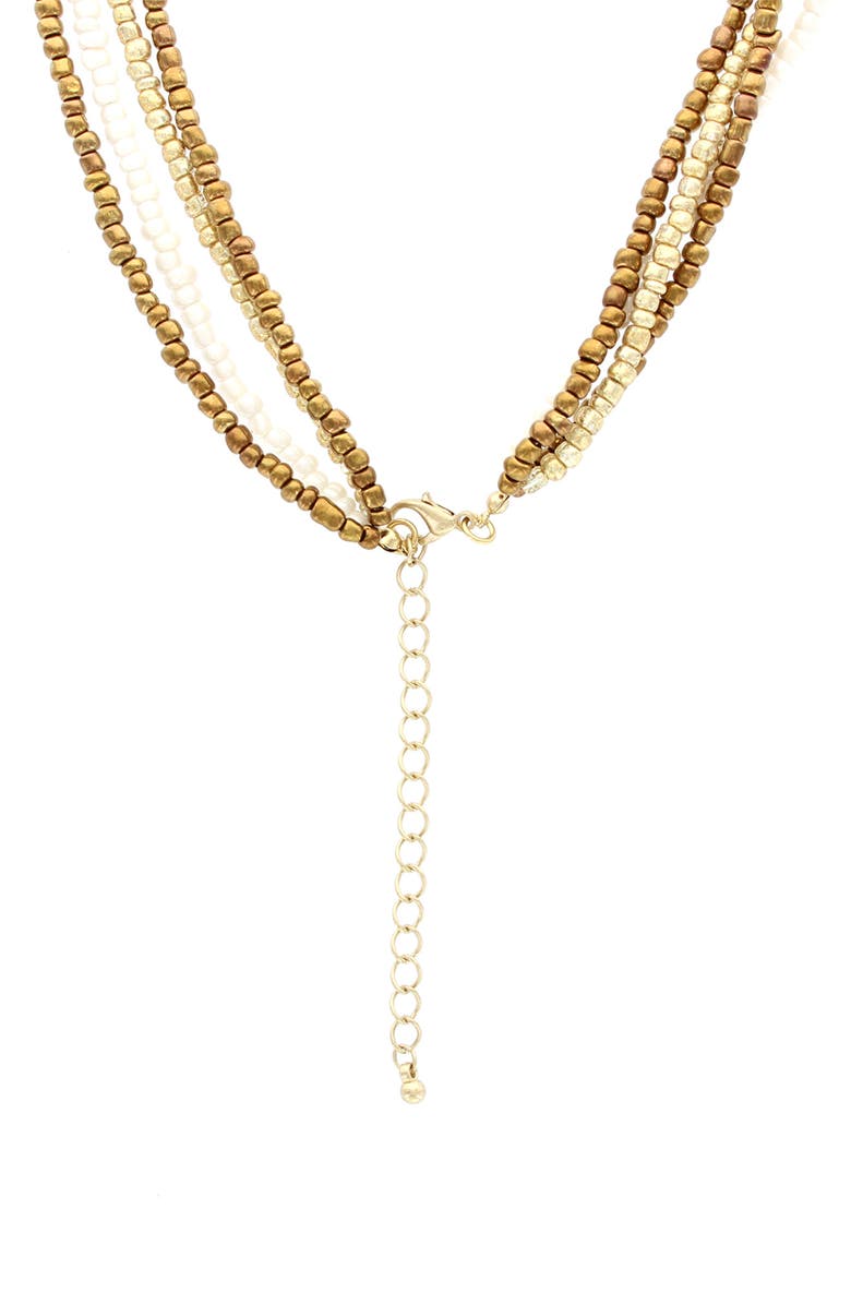 OLIVIA WELLES Janet Beaded Bib Layered Necklace, Alternate, color, Gold / Brown