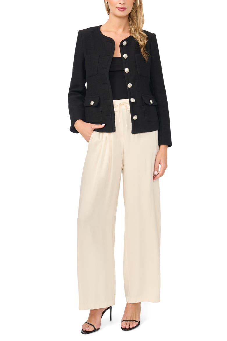 Collarless Jacket, Alternate, color, RICH BLACK