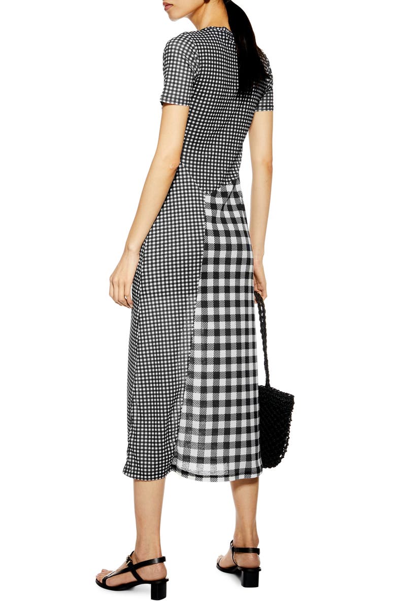 Topshop Gingham Midi Dress, Alternate, color,