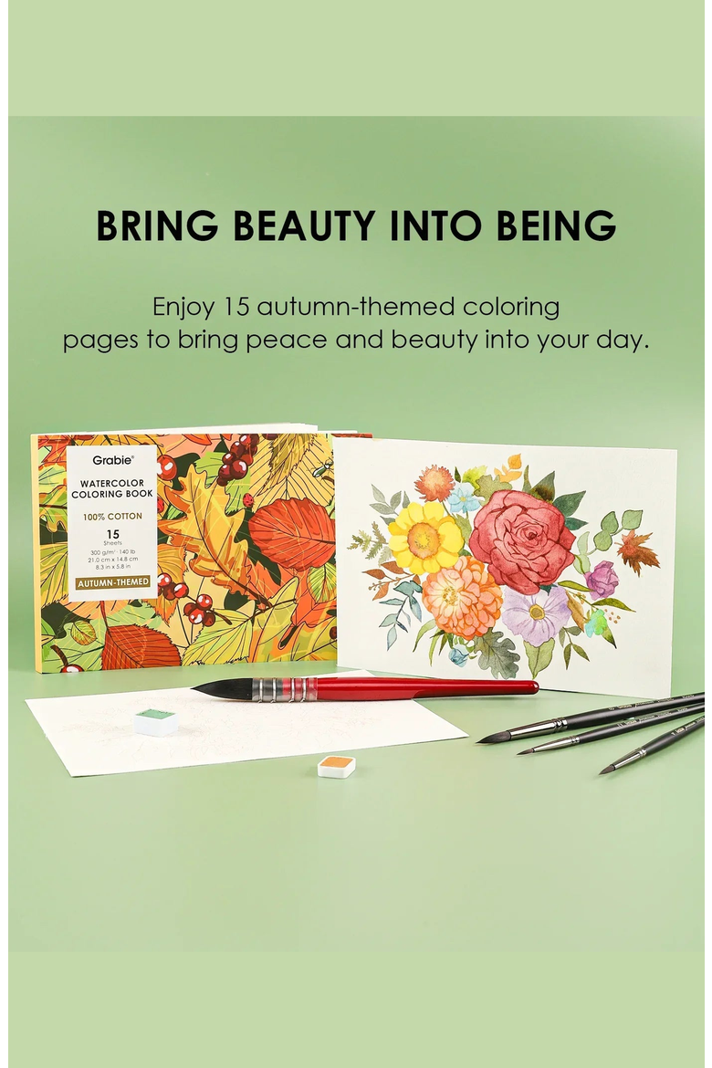 Autumn Themed Watercolor Coloring Club Box, Alternate, color, Autumn