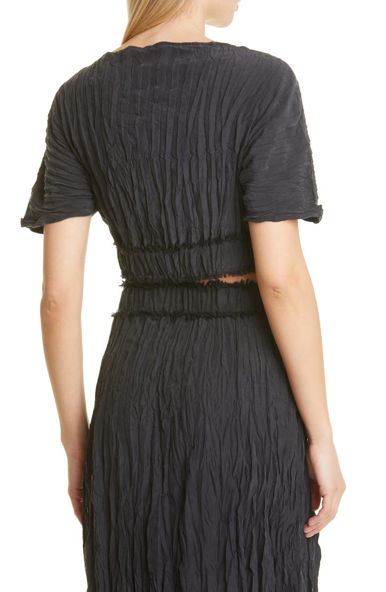 TOTEME Crinkled Silk Crop Top, Alternate, color,