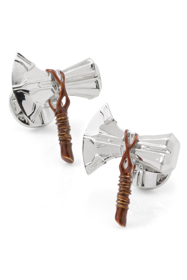 3D Stormbreaker Cuff Links, Main, color, SILVER