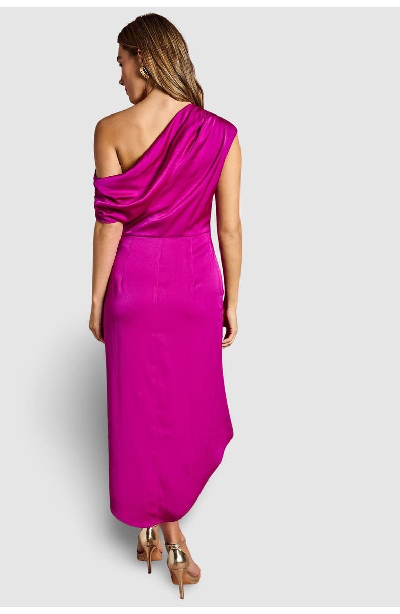 Coast Satin One Shoulder Midi Dress, Alternate, color, Dark Pink