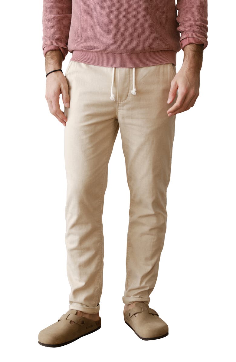 Marine Layer Saturday Stretch Cotton Drawstring Beach Pants, Main, color, Fog
