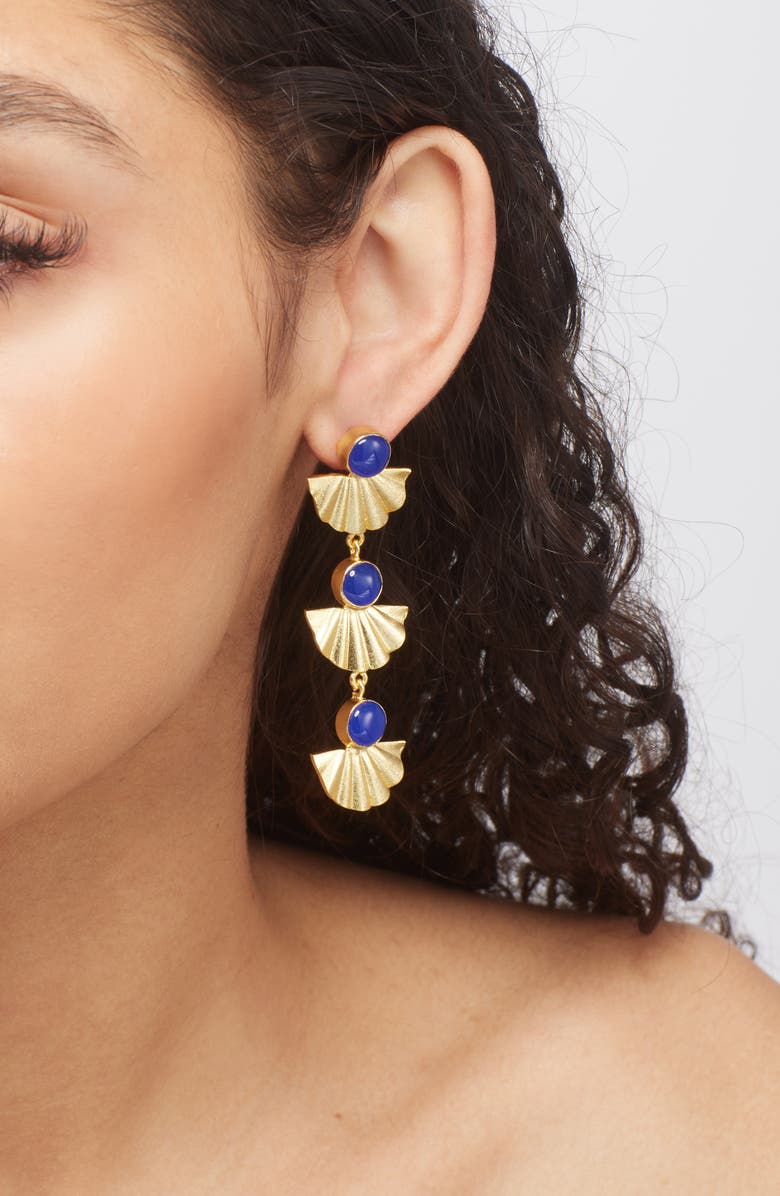 Panacea Lapis Lazuli Linear Drop Earrings, Alternate, color, Navy