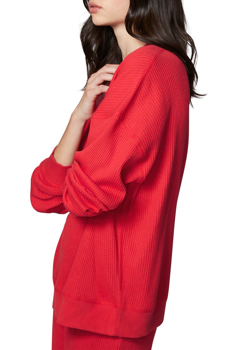 Florence by Mills Ovesize Crewneck Thermal Sweatshirt, Alternate, color, Scarlet