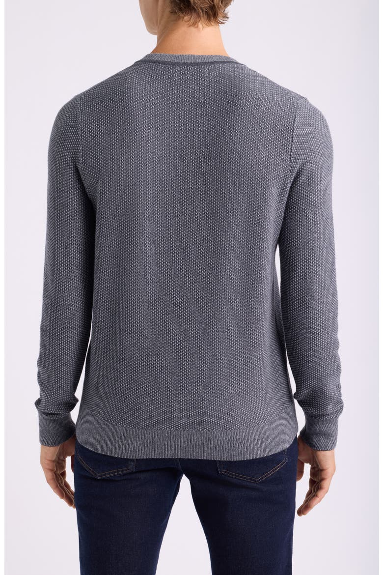 Two Tone Cotton & Cashmere Crewneck Sweater, Alternate, color, COAL- GREY DECEMBER HEATHER