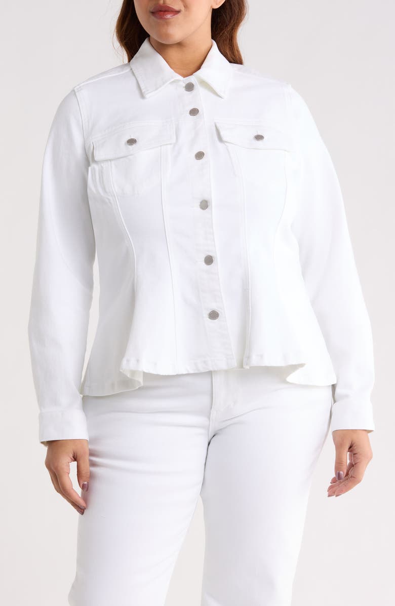 Liverpool Los Angeles Fit & Flare Trucker Jacket, Alternate, color, Bright White