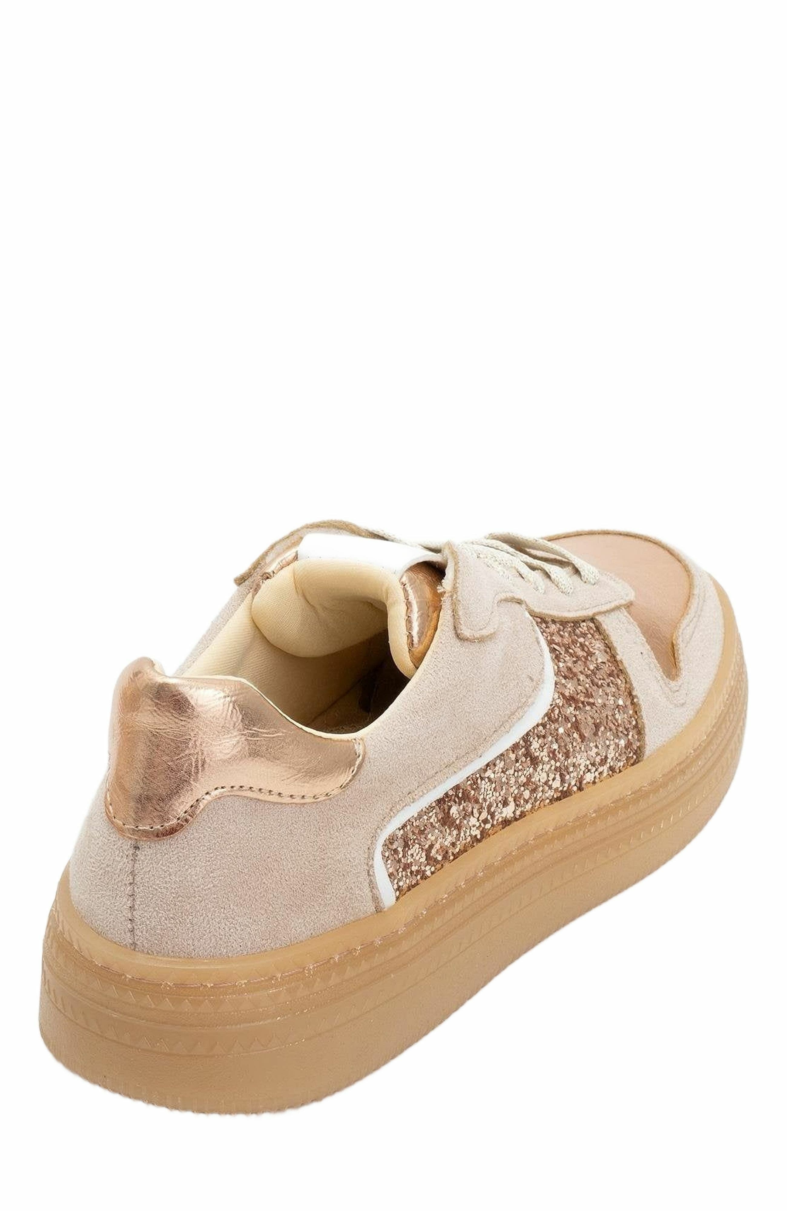 Felipe Glitter Leather Sneakers, Alternate, color, Beige Leather