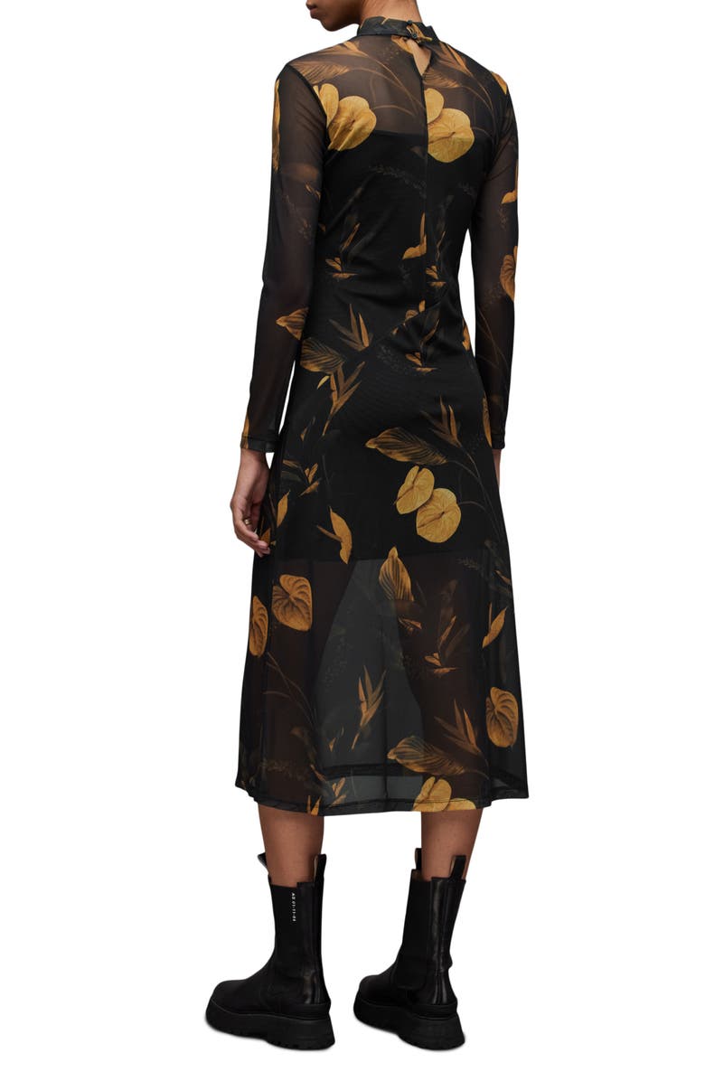 AllSaints Hanna Aretha Long Sleeve Mesh Midi Dress, Alternate, color, 