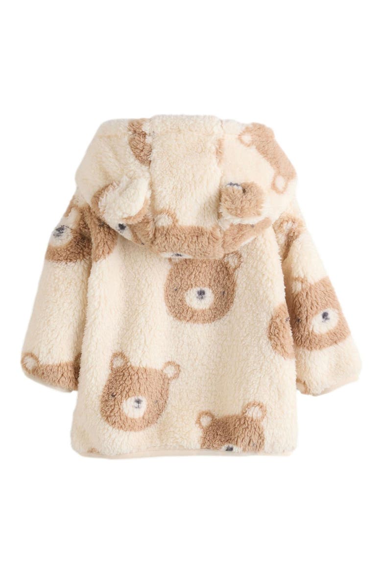 Bear Print Hooded Fleece Jacket, Alternate, color, NEUTRAL