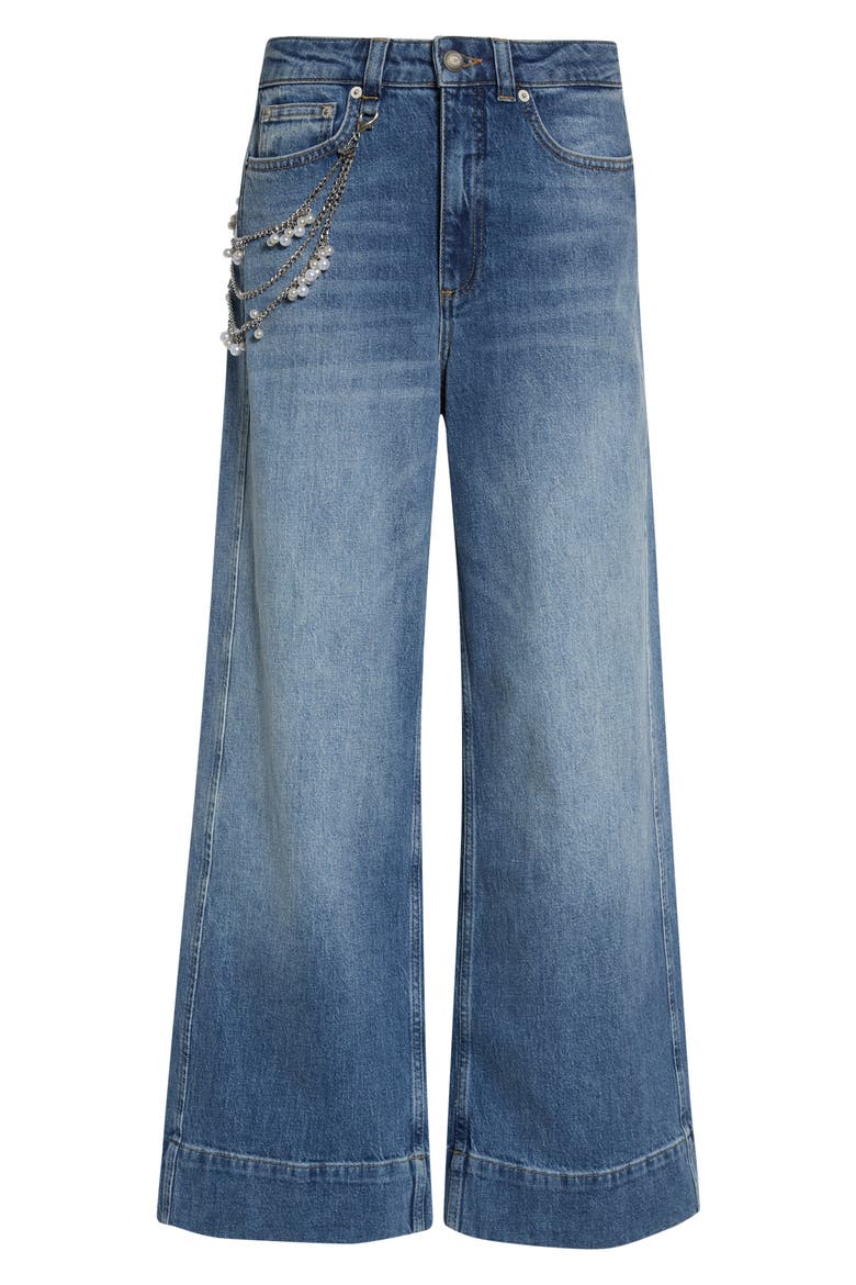 Betsy Pearl Chain High Waist Wide Leg Jeans, Alternate, color, AMBERSTONE