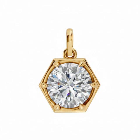Lab Grown Diamond Round Encased Charm 14K
