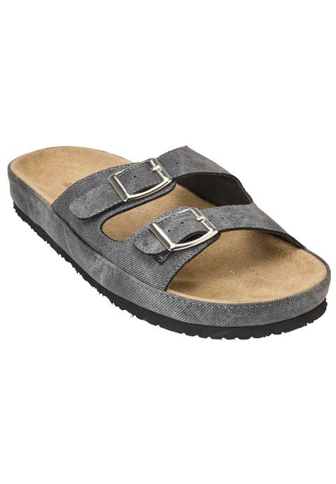 The Maxi Leather Like Adjustable Slip On Footbed Sandal