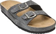 Comfortview The Maxi Leather Like Adjustable Slip On Footbed Sandal